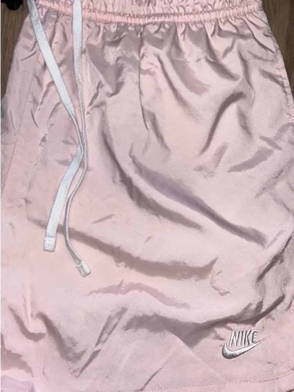 Nike Light Pink Satin Drawstring Skirt with Embroidered Logo